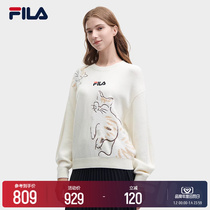 FILA File Official Womens Woven Shirts 2023 Winter New Fashion Casual Loose Sets of Cat Feline Fur Coats