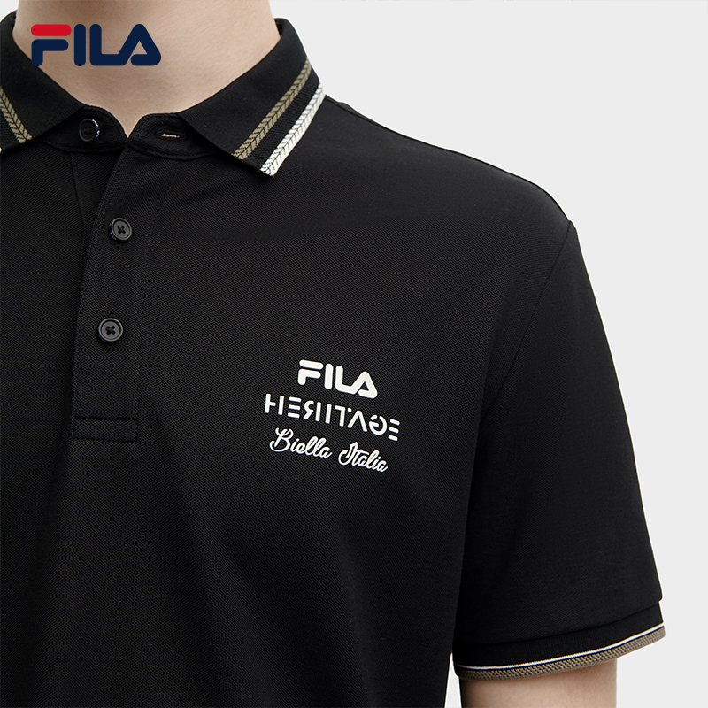 FILA 斐乐官方男子针织短袖POLO衫2024春季新款时尚休闲基础上衣