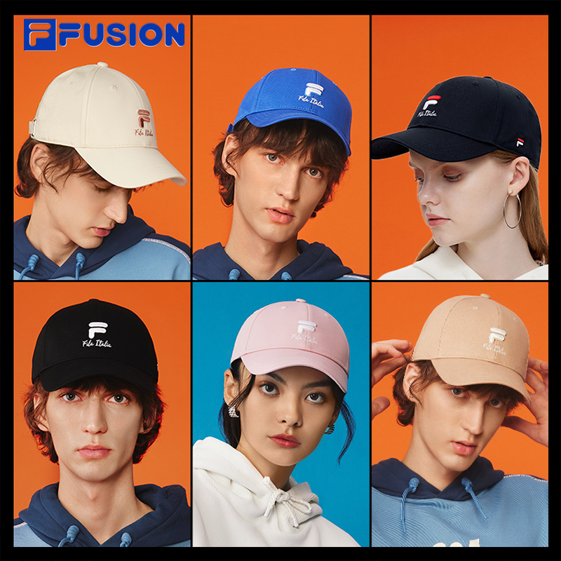 FILA FUSION斐乐潮牌运动帽女夏季鸭舌帽情侣棒球帽遮阳帽帽子男