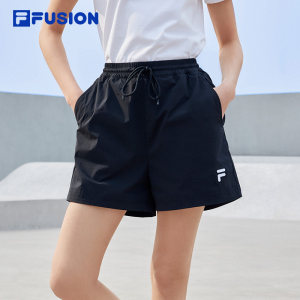 FILA FUSION斐乐潮牌运动短裤黑色2024夏季新款休闲工装五分裤女