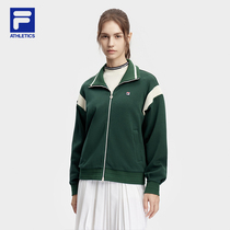 FILA File Official Lady Knit Jacket 2024 Spring New Collage Tennis Sport Flipped Jacket Jacket