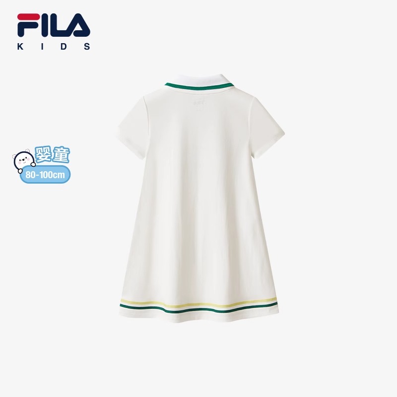 FILA KIDS斐乐童装女婴童连衣裙2024夏新款儿童休闲翻领针织裙潮