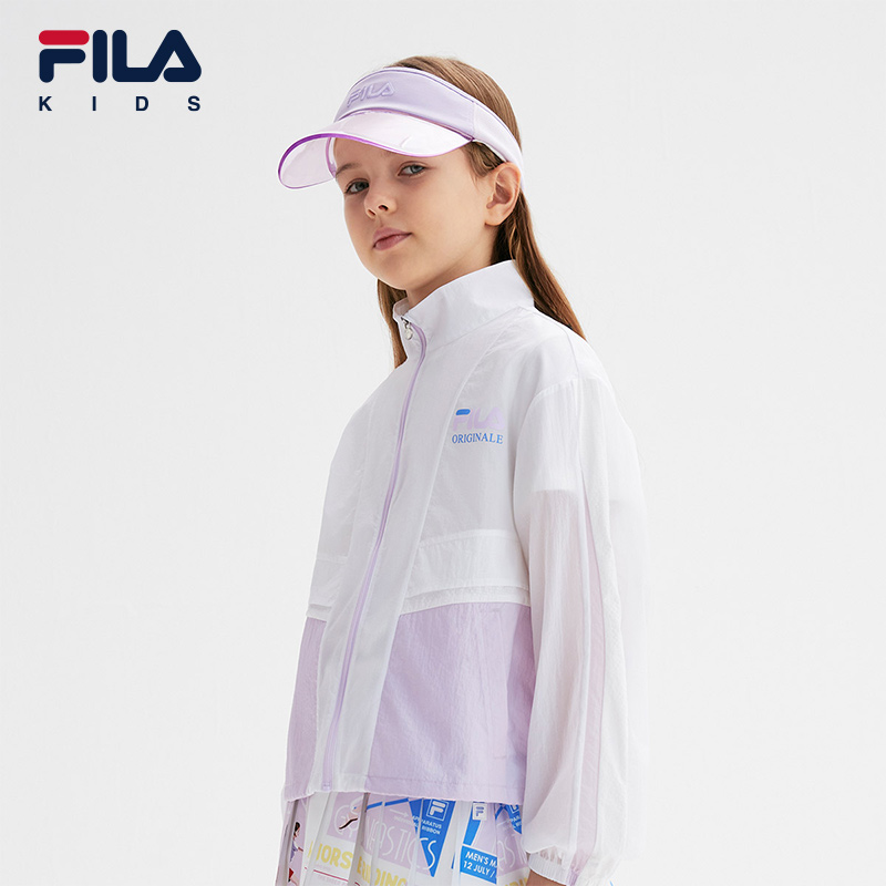 FILA KIDS斐乐童装女大童防晒服2024夏季新款儿童时尚休闲皮肤衣