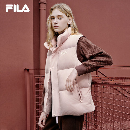 FILA 斐乐官方情侣羽绒马甲女冬季新款时尚运动保暖立领羽绒背心