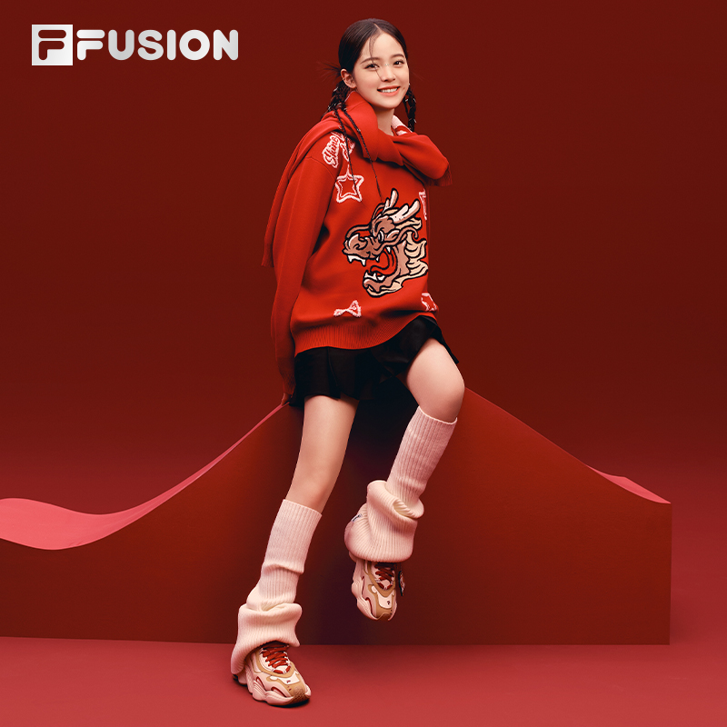 【欧阳娜娜同款】FILA FUSION斐乐潮牌情侣编织衫2024龙年新年款 - 图3