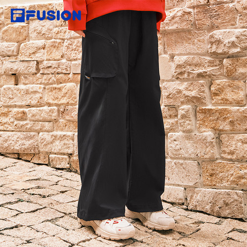 FILA FUSION斐乐潮牌梭织加绒长裤女2026春季新款宽松工装裤子男 - 图2