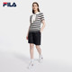 FILA Fila official women's knitted shirt 2023 summer new casual round neck short-sleeved striped knitted top