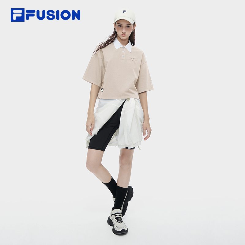 FILA FUSION斐乐潮牌女子短袖POLO衫2024夏季短款宽松潮流运动T恤 - 图3