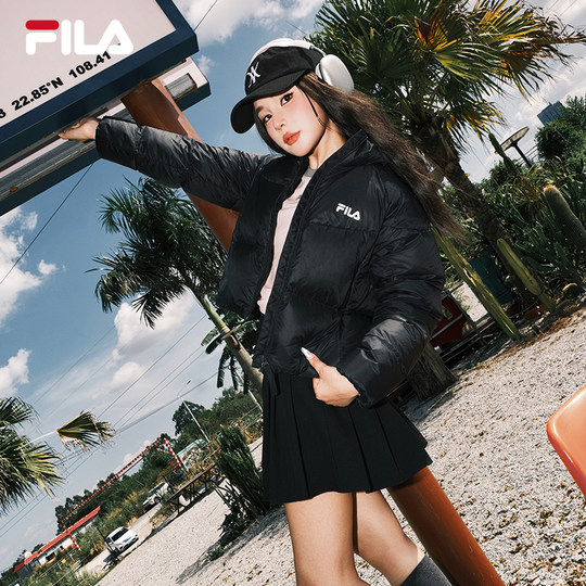 短款面包服FILA斐乐羽绒服女2025冬新款美拉德风休闲保暖运动外套