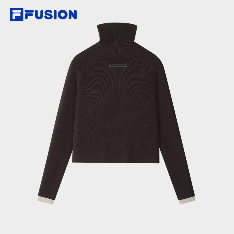 FILA FUSION斐乐潮牌女子编织衫2026春新款休闲紧身高领套头毛衣,淘宝优惠券,粉丝福利购,淘宝优惠卷