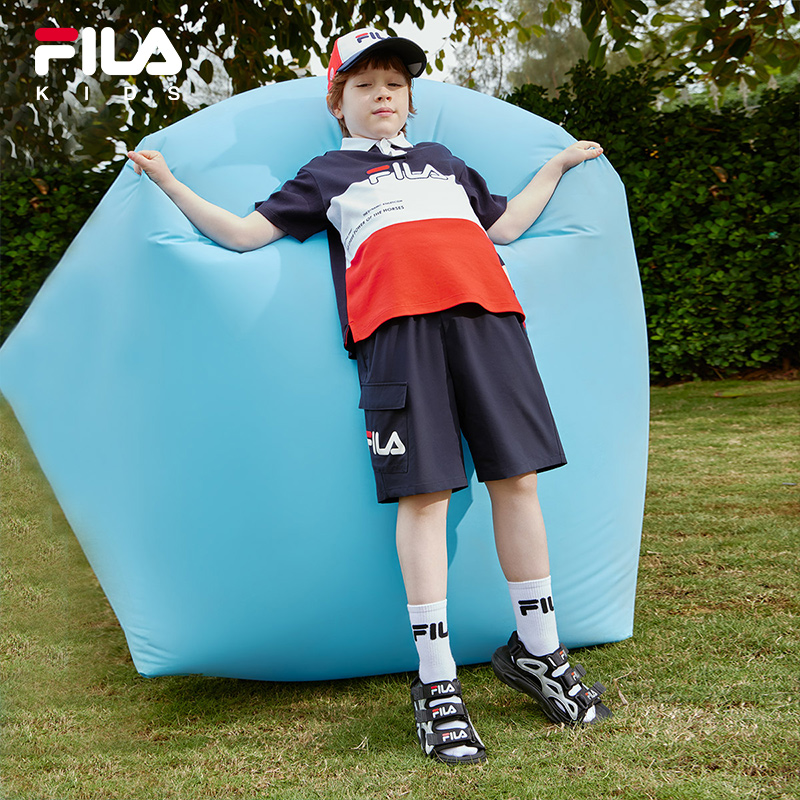 FILA KIDS斐乐童装男大童短袖POLO衫2024夏季新款儿童舒适上衣潮 - 图1