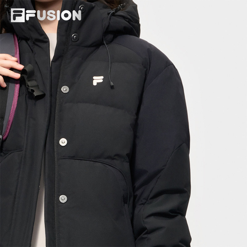 FILA FUSION斐乐潮牌羽绒服女2025冬季新款休闲宽松保暖连帽外套
