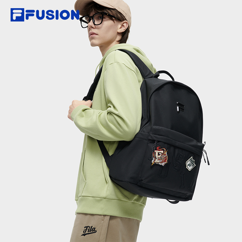 FILA FUSION斐乐潮牌情侣款背包2024春新款时尚双肩包书包电脑包-图0