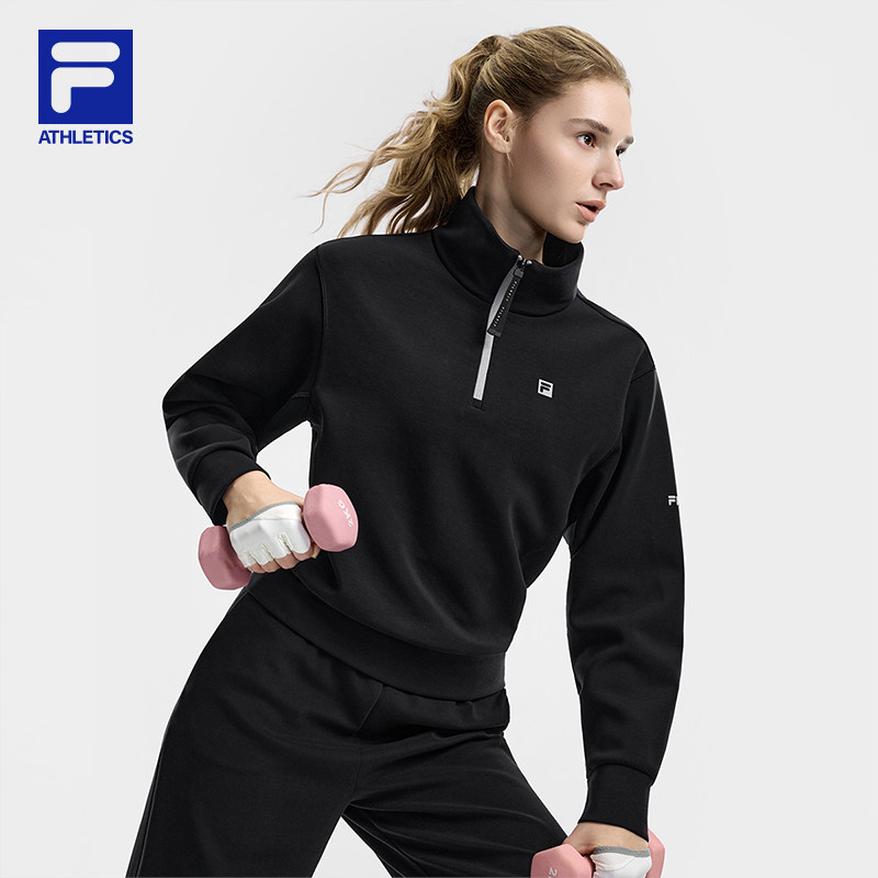 FILA 斐乐官方女子套头卫衣2026春季新款健身运动半拉链针织上衣,淘宝优惠券,粉丝福利购,淘宝优惠卷