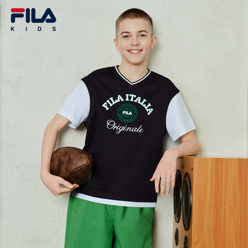 FILA KIDS斐乐童装儿童纯棉宽松短袖T恤夏季款男女童休闲透气上衣 - 图2
