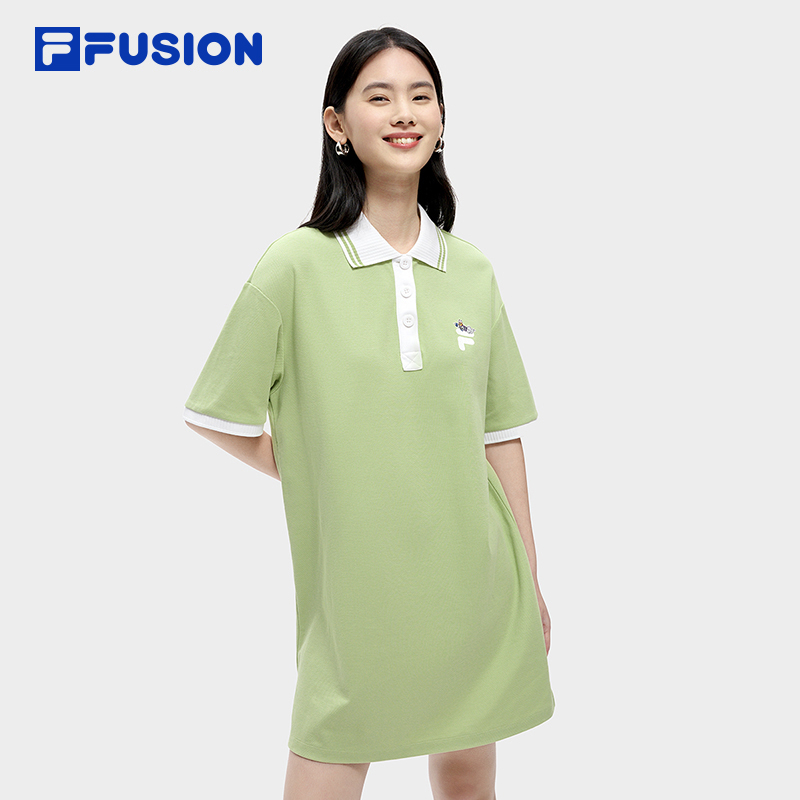 FILA FUSION斐乐潮牌连衣裙女夏季休闲时尚宽松简约长裙POLO裙子 - 图3