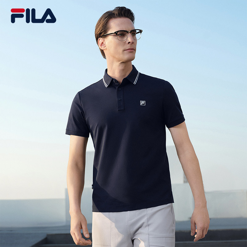 凉感FILA 斐乐菁英男子针织短袖POLO衫2026夏季新款简约运动上衣