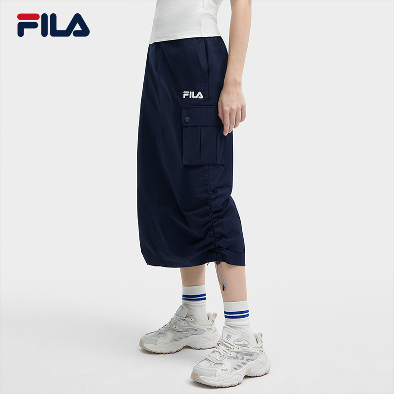 FILA 斐乐工装半身裙女2024夏季新款休闲舒适梭织长裙运动一步裙 - 图3