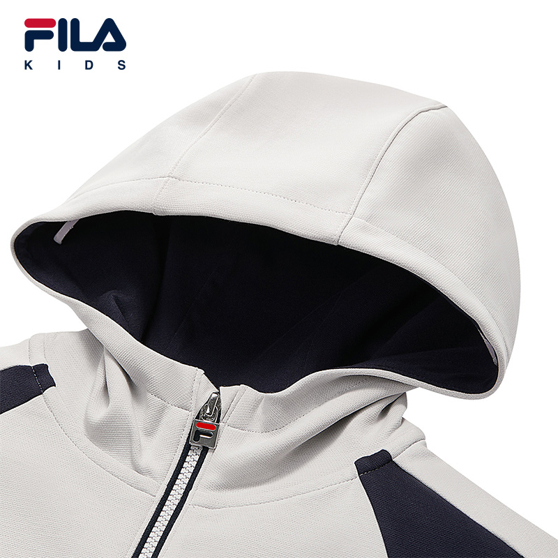FILA KIDS斐乐童装男大童外套2025冬季新款儿童宽松针织连帽上衣 - 图1