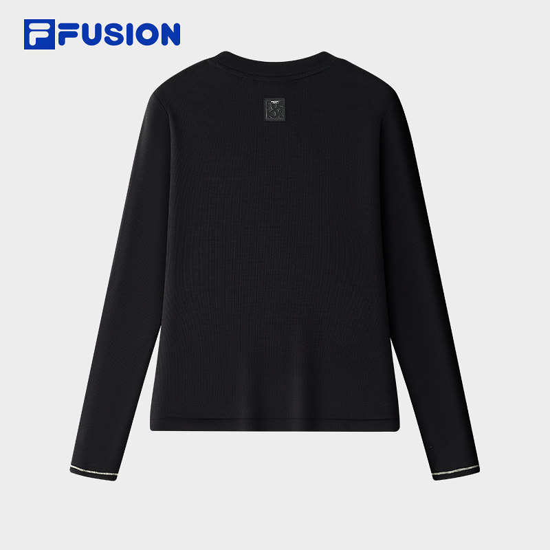 FILA FUSION斐乐潮牌女子针织长袖衫2025冬季新款时尚休闲修身长T,淘宝优惠券,粉丝福利购,淘宝优惠卷