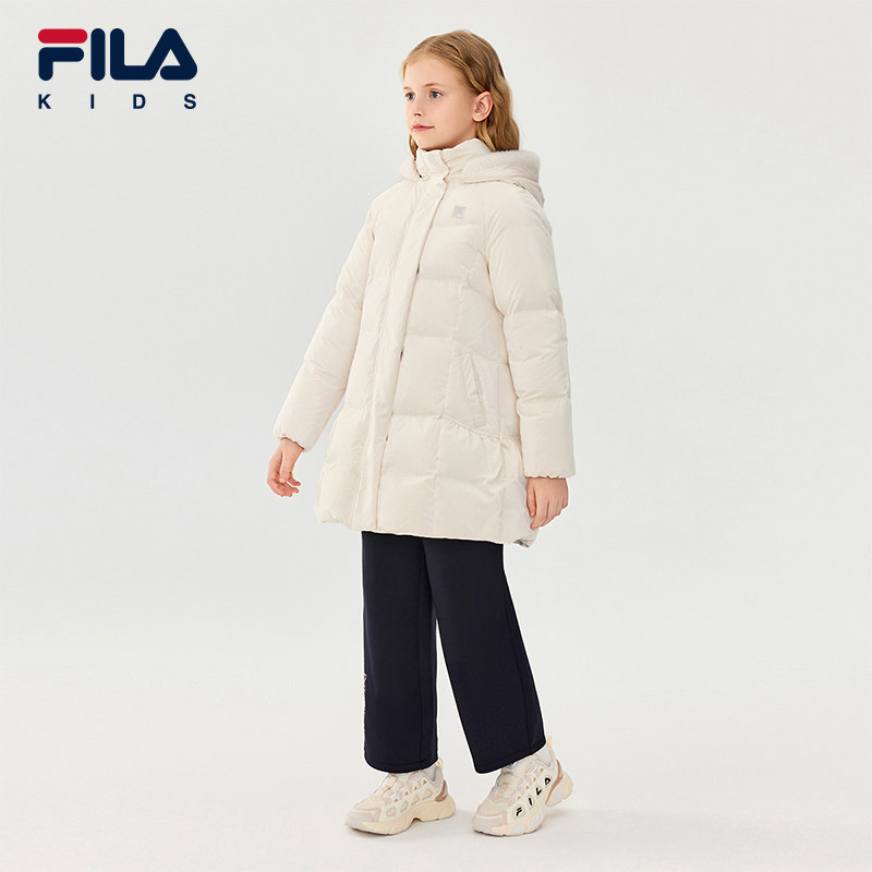 FILA KIDS斐乐童装女大童羽绒服2025冬新款儿童保暖中长休闲外套,淘宝优惠券,粉丝福利购,淘宝优惠卷