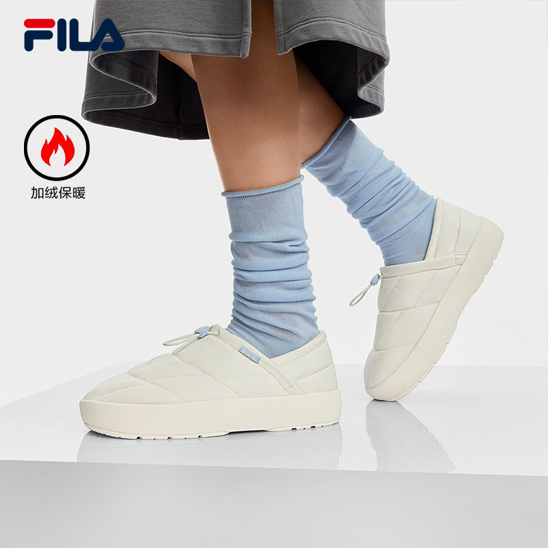 河豚鞋|FILA 斐乐官方女鞋PUFFER加绒保暖一脚蹬休闲拖鞋棉鞋板鞋 - 图0