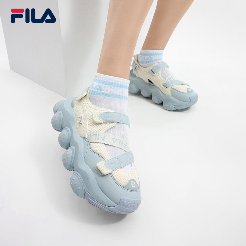 FILA 斐乐女鞋玛丽珍运动凉鞋2024夏季新款厚底增高休闲草莓凉鞋