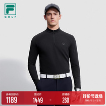 FILA Filatte Official Mens knitted long sleeve blouse 2023 winter new and velvety collar golf Sport T-shirt