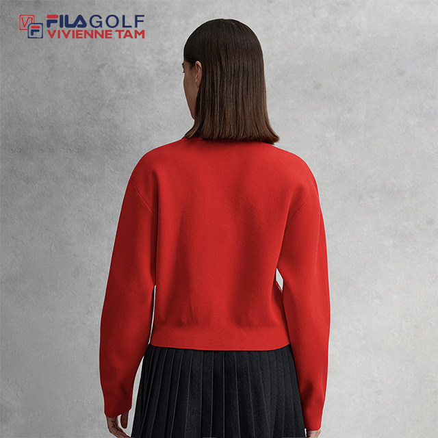 FILA ຢ່າງເປັນທາງການເສື້ອ sweater ແຂນສັ້ນ knitted ສໍາລັບແມ່ຍິງ