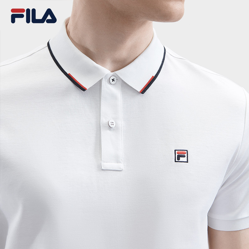 FILA 斐乐男子针织翻领短袖POLO衫2024夏季新款商务透气运动T恤 - 图3