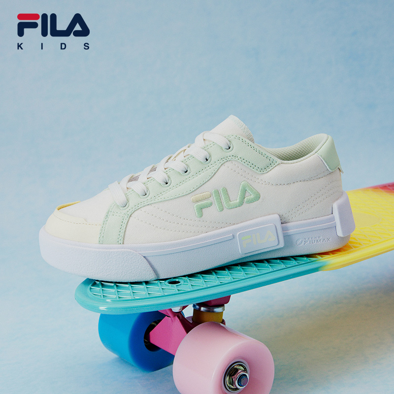 FILA KIDS斐乐童鞋儿童帆布鞋夏季男女童低帮板鞋时尚休闲小白鞋 - 图1