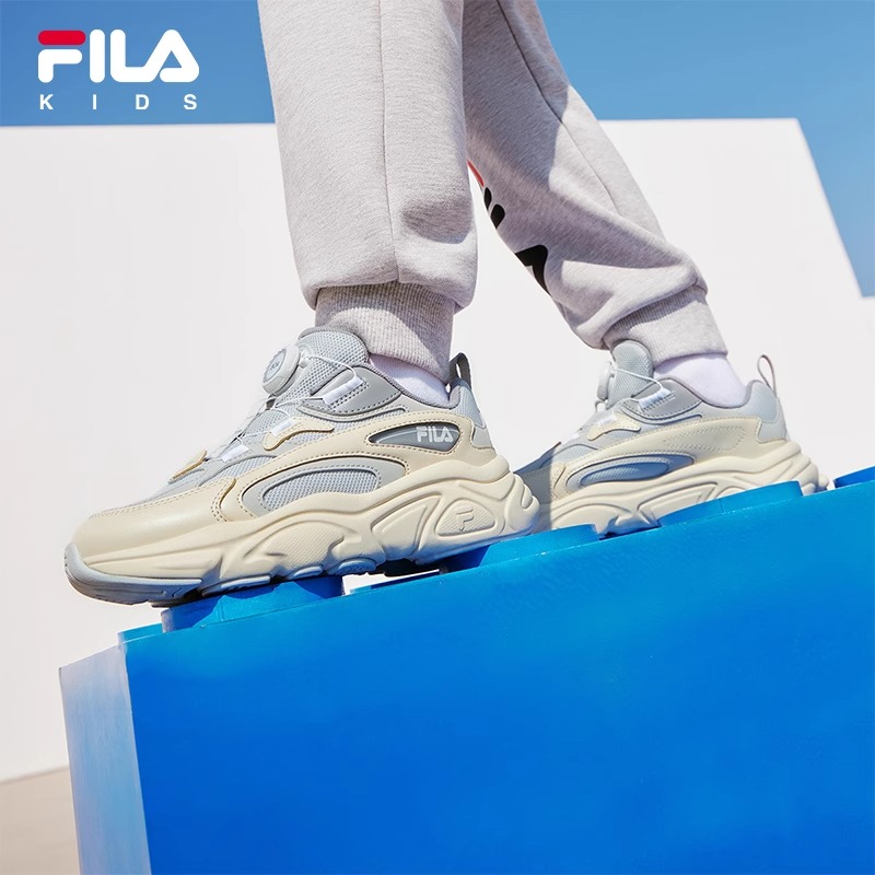 FILA KIDS斐乐童鞋儿童跑步鞋2024春男女大童复古火星旋钮运动鞋 - 图0