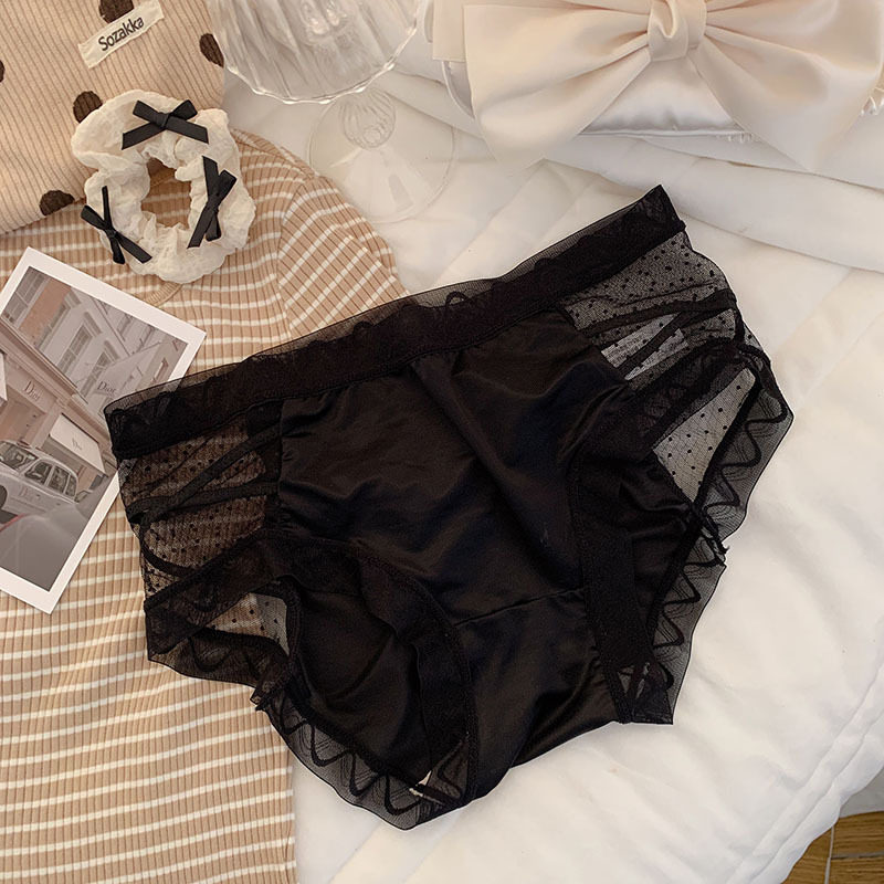 "晚风吹过耳畔你显得很好看"【月光缪斯】纯欲交叉网纱冰丝内裤女,淘宝优惠券,粉丝福利购,淘宝优惠卷