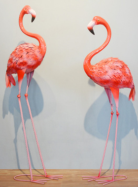 大型铁艺火烈鸟模型橱窗婚庆装饰