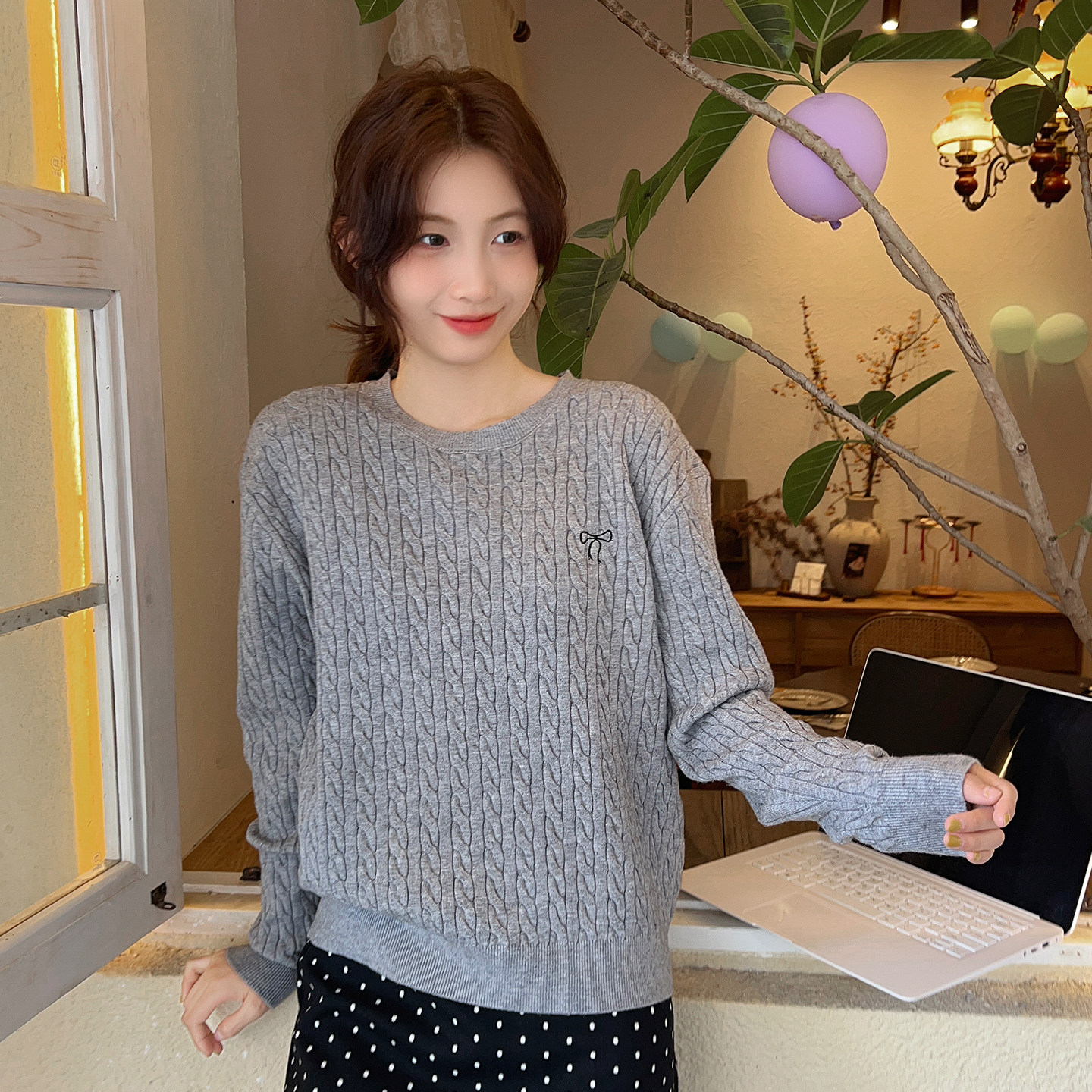 龙妹家黄色圆领针织衫女内搭宽松2025秋冬季新款毛衣外套打底上衣,淘宝优惠券,粉丝福利购,淘宝优惠卷