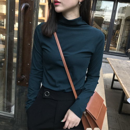 春秋2026新款半高领元熙打底衫女装内搭修身长袖高级感堆堆领上衣 - 图2