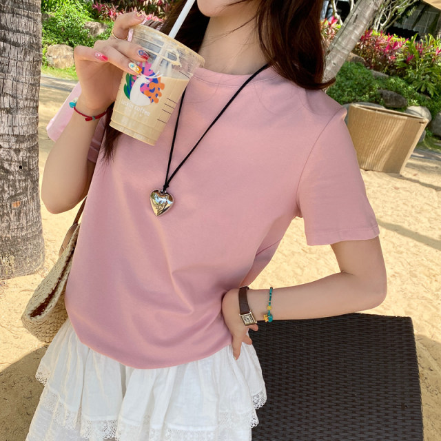 ເສື້ອຍືດແຂນສັ້ນສີແຂງ