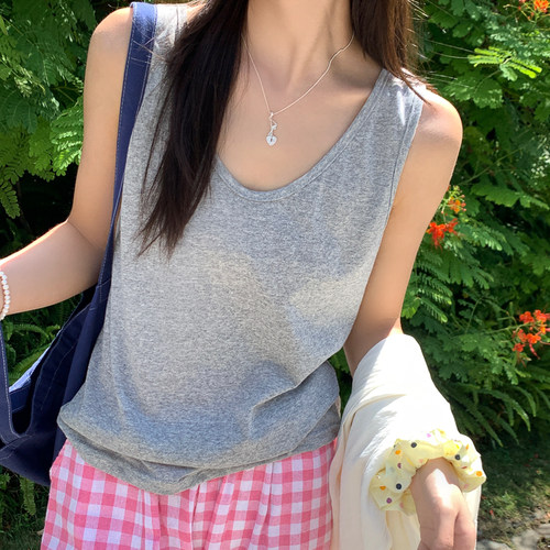绿色棉麻吊带背心女内搭2026春夏新款大码胖mm宽松打底小上衣外穿 - 图0