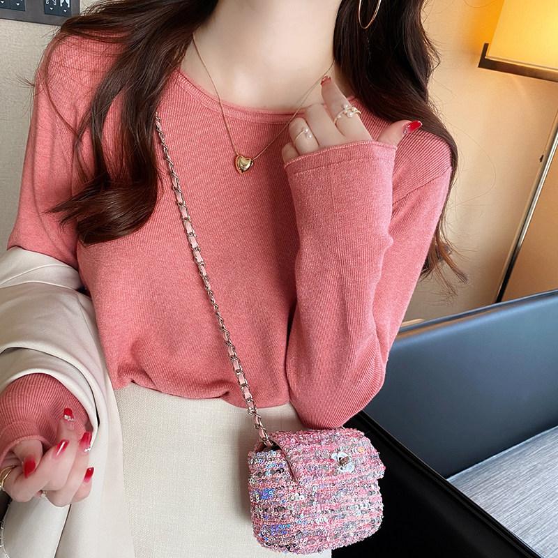 白色小香风圆领针织打底衫女内搭2025早秋新款毛衣高级感长袖上衣,淘宝优惠券,粉丝福利购,淘宝优惠卷