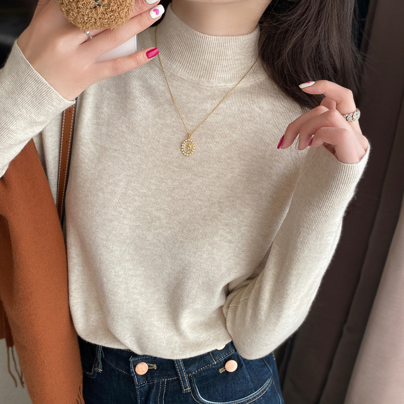 白色毛衣女秋冬季2025新款半高领洋气打底衫小香风内搭中领针织衫,淘宝优惠券,粉丝福利购,淘宝优惠卷