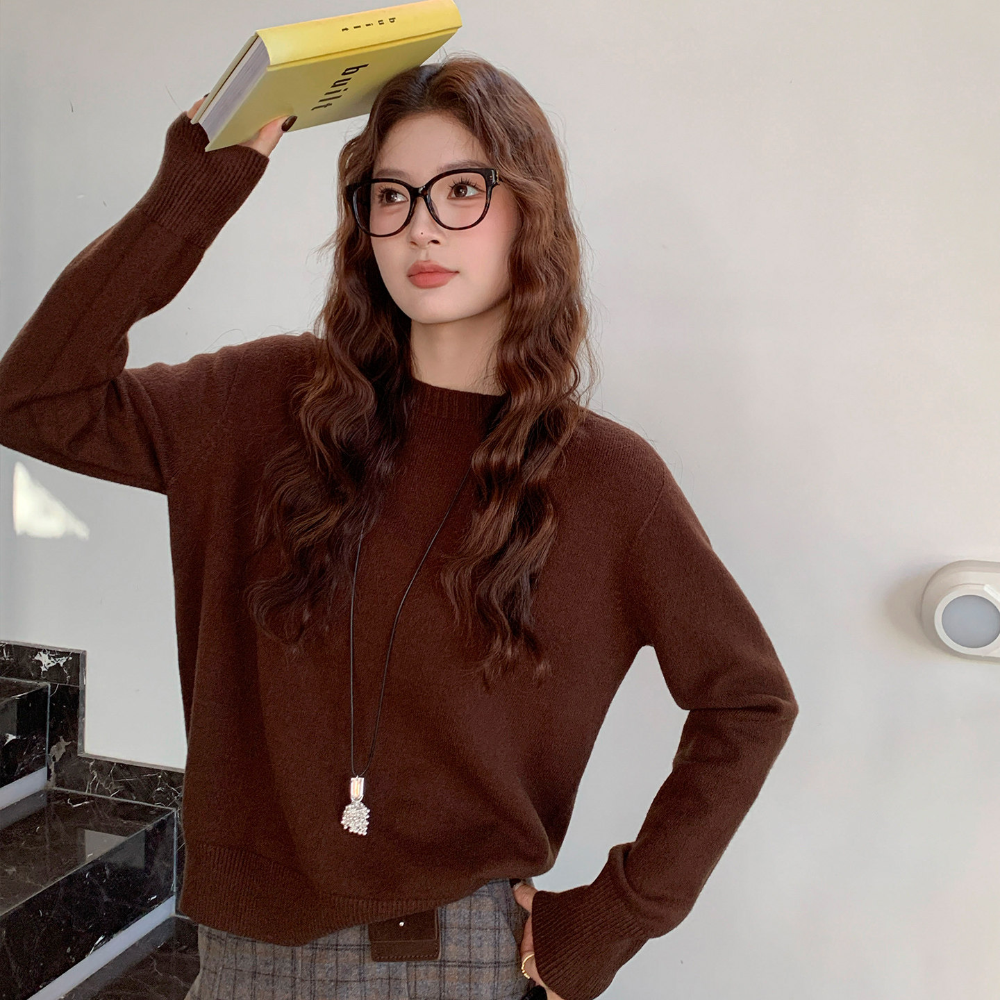 黄色圆领加厚羊绒毛衣打底衫女内搭新款冬季穿搭高级粉色针织上衣,淘宝优惠券,粉丝福利购,淘宝优惠卷