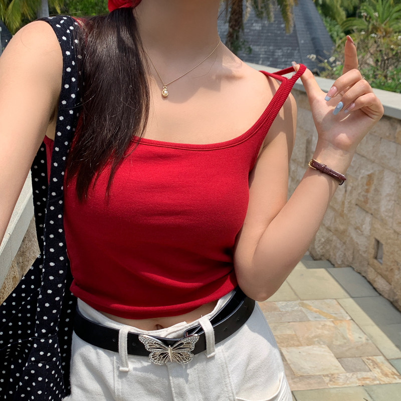 白色带胸垫吊带背心2025春夏季新款女士打底内搭外穿无袖纯棉上衣,淘宝优惠券,粉丝福利购,淘宝优惠卷