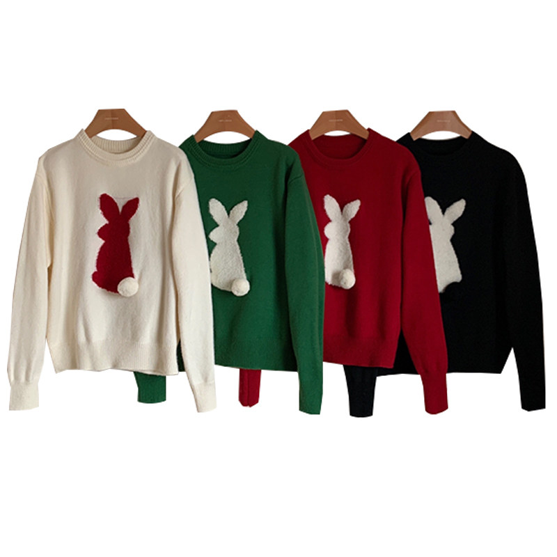 红色兔子毛衣女秋冬爆款本命年2025兔年新年衣服过年外套上衣内搭,淘宝优惠券,粉丝福利购,淘宝优惠卷