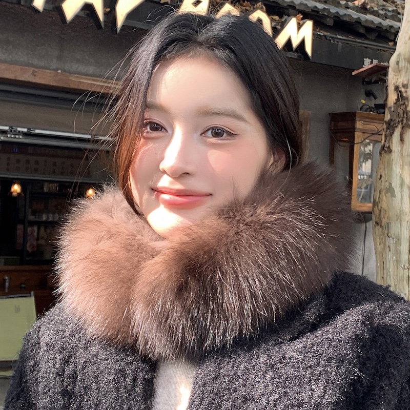 真狐狸毛皮草围巾女秋冬新款韩版高级感保暖加厚护颈双面毛毛围脖 - 图0