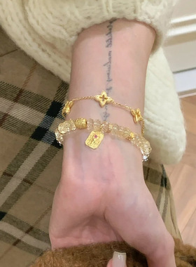 爆闪新款金色轻奢小众精致手链女