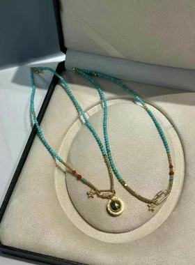 兔妈在泰国 吸钱星珍珠项链配饰天然绿松石项链吊坠挂链正品原创