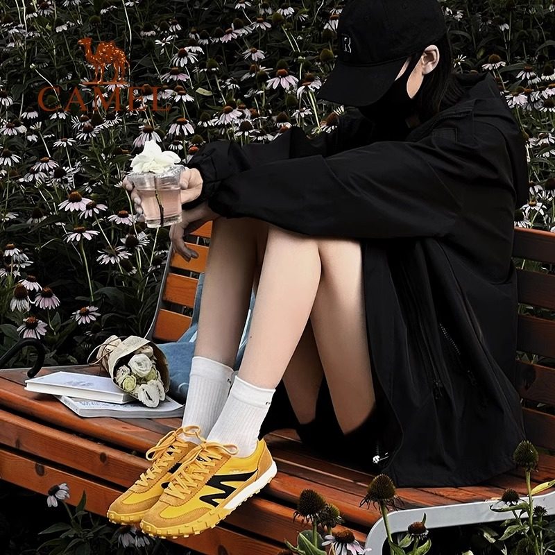 【迪丽热巴同款】骆驼山海德训鞋休闲运动鞋百搭赛车鞋复古板鞋女