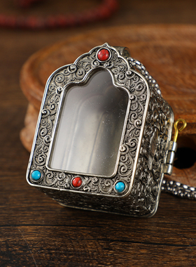 藏式藏银佛龛嘎乌盒装藏