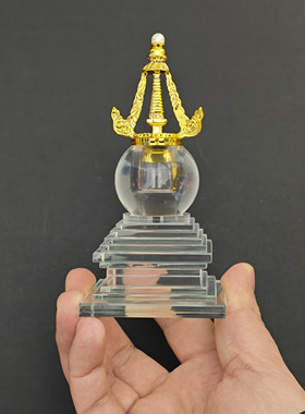 12.5厘米水晶舍利塔菩提塔佛塔金属塔尖螺旋口家居摆件