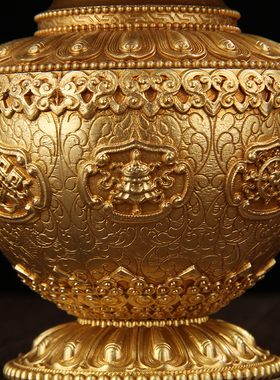 纯铜龙王宝瓶八吉祥莲花净水财神